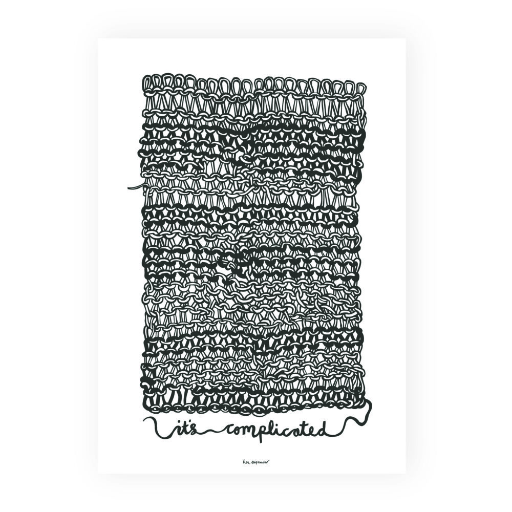 Plakat med motiv af et stykke sort strikketøj